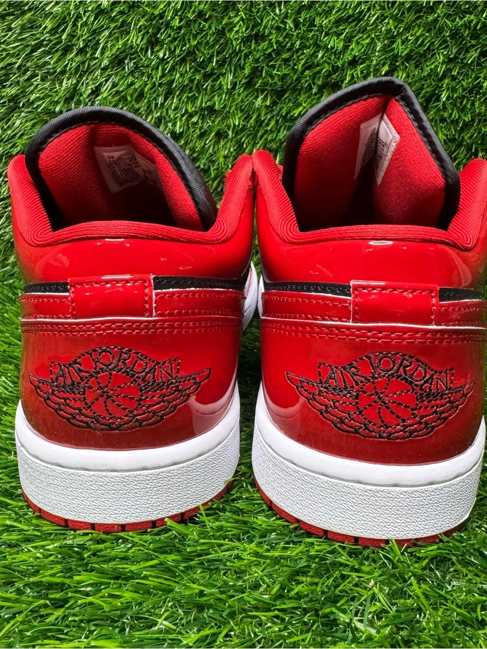Size 10 - Mens Air Jordan 1 Low SE Patent Varsity Red Black Sneakers HV4089-006